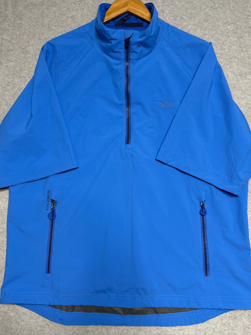 Zero Restriction Power Torque Men’s L Blue Monster Half Sleeve Golf Rain Jacket